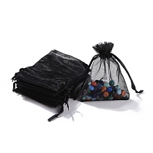 Honeyhandy Organza Bags, High Dense, Rectangle, Black, 9x7cm