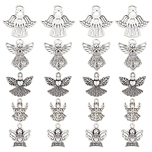 SUNNYCLUE 1 Box 50Pcs 5 Style Guardian Angel Charms Angel Wing Charms Bless Lucky Charm Fairy Wing Tibet Style Alloy Fairy Charm for Jewelry Making Charms DIY Craft Bracelets Necklace Earrings Women