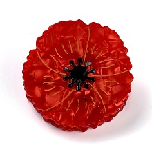 Honeyhandy Cellulose Acetate(Resin) Claw Hair Clips, with Golden Iron Findings, Poppy Flower, FireBrick, 60x60x36mm