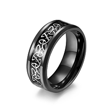 Honeyhandy Titanium Steel Triquetra/Trinity Knot Finger Rings for Men Women, Black, US Size 10 1/4(19.9mm)