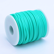 Honeyhandy Hollow Pipe PVC Tubular Synthetic Rubber Cord, Wrapped Around White Plastic Spool, Medium Turquoise, 2mm, Hole: 1mm, about 54.68 yards(50m)/roll