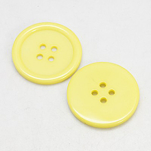 Honeyhandy Resin Buttons, Dyed, Flat Round, Yellow, 34x4mm, Hole: 3mm, 98pcs/bag