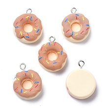 Honeyhandy Resin Pendants, with Iron Loop, Doughnut, Dark Salmon, 24x19x8mm, Hole: 2.5mm