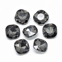 Honeyhandy Pointed Back Glass Rhinestone Cabochons, Faceted, Back Plated, Square, Gray, 10x10x4.5mm