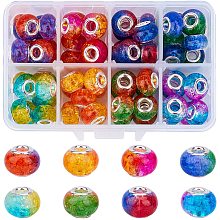 NBEADS 64 Pcs Resin European Beads, 8 Colors Large Hole Beads Rondelle European Spacer Beads with Brass Cores for Jewelry Making