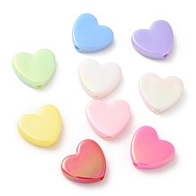 Honeyhandy UV Plating Opaque Acrylic Beads, Iridescent, Heart, Mixed Color, 18.5x20.5x5.5mm, Hole: 2.5mm