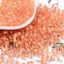 Glass Bead, Inside Colours, Round Hole, Round, Light Salmon, 4x3mm, Hole: 1.4mm, 7650pcs/pound