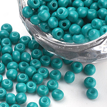 Honeyhandy Baking Paint Glass Seed Beads, Round, Light Sea Green, 3x1.5~3mm, Hole: 1mm, about 10000pcs/bag, about 450g/bag