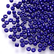 Honeyhandy 12/0 Baking Paint Glass Round Seed Beads, Blue, 1.5~2x1.5mm, Hole: 0.5~1mm, about 30000pcs/pound