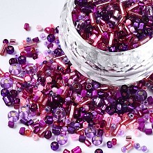 Arricraft Glass Seed Beads, Mixed Style, Mixed Shapes, Purple, 1~7x2~4mm, Hole: 0.7~1mm, about 450g/pound