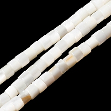 Honeyhandy Natural Freshwater Shell Beads Strands, Heishi Beads, Flat Round/Disc, WhiteSmoke, 4~4.5x2.5~3mm, Hole: 0.4mm, about 113pcs/strand, 14.72''~14.96''(37.4~38cm)