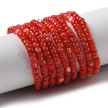 Natural Freshwater Shell Beads Strands, Dyed, Rondelle, Red, 3x2mm, Hole: 0.5mm, about 183~186pcs/strand, 14.96''(38cm)