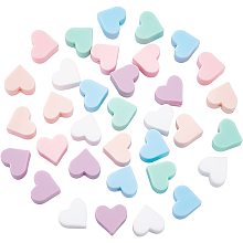 NBEADS 36 Pcs 6 Colors Heart Silicone Beads, Soft Bulk Beads Loose Silicone Spacer Beads for Bracelet Necklace Jewelry Making