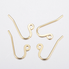 Honeyhandy 304 Stainless Steel French Earring Hooks, Flat Earring Hooks, Ear Wire, with Horizontal Loop, Golden, 12x22x0.9mm, Hole: 2mm, Pin: 0.9mm