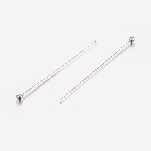 Honeyhandy 304 Stainless Steel Ball Head Pins, Stainless Steel Color, 30x0.7mm, 21 Gauge, Head: 2mm