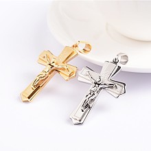 Honeyhandy Easter Theme Crucifix Cross 304 Stainless Steel Pendants, Mixed Color, 49x33x5mm, Hole: 12x6mm