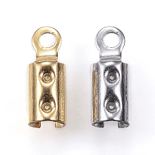 Honeyhandy 304 Stainless Steel Folding Crimp Ends, Fold Over Crimp Cord Ends, Mixed Color, 8.5x3mm, Hole: 1.2mm, Inner Diameter: 2.5mmmm