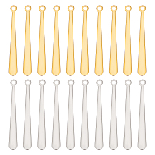 Unicraftale 20Pcs 2 Colors 201 Stainless Steel Pendants, Bar, Golden & Stainless Steel Color, 31.5x3.5x0.5mm, Hole: 1.4mm, 10pcs/colors