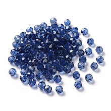 Honeyhandy Imitation Austrian Crystal Beads, Grade AAA, Faceted, Round, Dark Blue, 4mm, Hole: 0.7~0.9mm