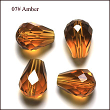 Honeyhandy Imitation Austrian Crystal Beads, Grade AAA, Faceted, Drop, Goldenrod, 6x8mm, Hole: 0.7~0.9mm