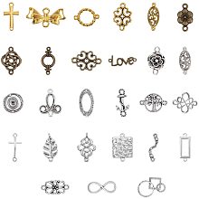 NBEADS About 88 Pcs Tibetan Style Alloy Connector, Random Mixed Tibetan Style Links Alloy Bracelet Necklace Earring Link Charms for DIY Crafts Making