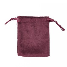 Honeyhandy Velvet Jewelry Drawstring Bags, with Satin Ribbon, Rectangle, FireBrick, 10x8x0.3cm