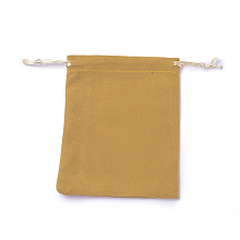 Honeyhandy Velvet Packing Pouches, Drawstring Bags, Goldenrod, 15~15.2x12~12.2cm