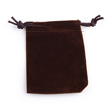 Honeyhandy Rectangle Velvet Pouches, Gift Bags, Coconut Brown, 12x10cm