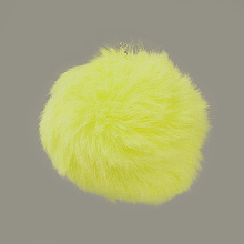 Honeyhandy Handmade Faux Rabbit Fur Pom Pom Ball Covered Pendants, Fuzzy Bunny Hair Balls, with Elastic Fiber, Yellow, 55~74mm, Hole: 5mm