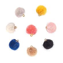 PandaHall Elite 80pcs 8 Colors Fabric Fur Metallic Pompoms Earrings Charms DIY Fluffy Ball for Tassel Earrings Charm Pendant Jewelry Making