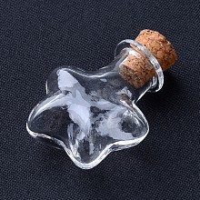 Honeyhandy Glass Bottles, with Cork Stopper, Wishing Bottle, Star, Clear, 28.5x21x11.5mm, Bottleneck: 8mm in diameter, Capacity: 2ml(0.06 fl. oz)