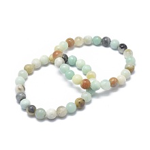 Honeyhandy Natural Flower Amazonite Bead Stretch Bracelets, Round, 2 inch~2-3/8 inch(5~6cm), Bead: 5.8~6.8mm