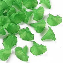 Transparent Acrylic Beads, Calla Lily, Frosted, Dark Sea Green, 40.5x33x35mm, Hole: 1.8mm