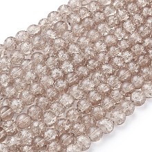 Honeyhandy 8MM BurlyWood Round Crackle Glass Beads Strands for Jewelry Making, 8mm, Hole: 1.3~1.6mm, 31.4 inch