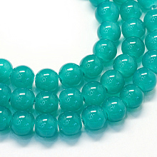 Arricraft Baking Painted Imitation Jade Glass Round Bead Strands, Dark Cyan, 6.5mm, Hole: 1.5mm, about 145pcs/strand, 31.8 inches