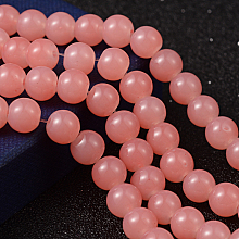 Honeyhandy Imitation Jade Glass Beads Strands, Spray Painted, Round, Light Coral, 8mm, Hole: 1.3~1.6mm, about 100pcs/strand, 31.4 inch