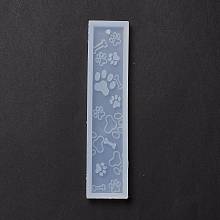 Honeyhandy DIY Bookmark Silicone Molds, Resin Casting Molds, For UV Resin, Epoxy Resin Jewelry Making, Rectangle with Bone & Dog Paw Print, White, 150x33x7mm, Hole: 2.5mm, Inner Diameter: 140x26mm