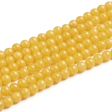 Honeyhandy Natural Mashan Jade Round Beads Strands, Dyed, Yellow, 4mm, Hole: 1mm, about 98pcs/strand, 15.7 inch