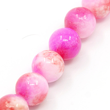 Honeyhandy Natural Persian Jade Beads Strands, Dyed, Round, Fuchsia, 6mm, Hole: 1mm, about 62pcs/strand, 16 inch