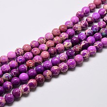 Honeyhandy Natural Imperial Jasper Beads Strands, Round, Dyed, Blue Violet, 8mm, Hole: 1mm, about 48pcs/strand, 15.7 inch