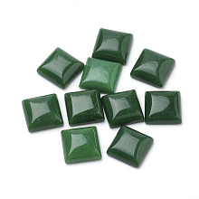 Honeyhandy Natural White Jade Cabochons, Dyed, Square, Dark Green, 10x10x5mm