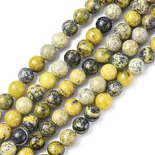 Honeyhandy Gemstone Beads Strands, Natural Yellow Turquoise(Jasper), Round, about 8mm in diameter, hole: about 1mm, 15~16 inch