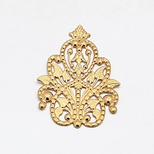 Honeyhandy Brass Flower Filigree Findings, Golden, 49x35x1mm