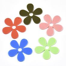 Honeyhandy Cellulose Acetate(Resin) Pendants, Flower, Mixed Color, 45.5x47x2.5mm, Hole: 1.4mm