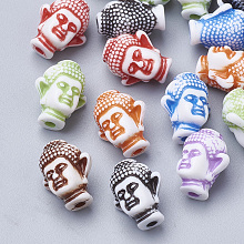 Honeyhandy Craft Style Acrylic Beads, Buddha, Mixed Color, 12.5x10x8mm, Hole: 1.8mm