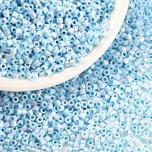 Arricraft Cylinder Seed Beads, Opaque Colours Luster, Uniform Size, Light Blue, 2x1.3~1.5mm, Hole: 0.8~1mm, about 888pcs/10g