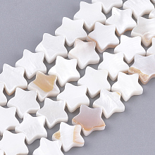 ARRICRAFT Natural Freshwater Shell Beads Strands, Star, Creamy White, 9.5x10x3mm, Hole: 1mm, about 40pcs/strand, 13.39 inches