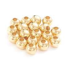 Honeyhandy 304 Stainless Steel Beads, Hollow Round, Golden, 8x7.5mm, Hole: 2.5~3mm