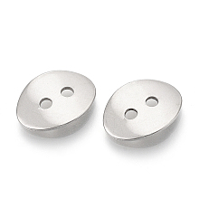 Honeyhandy 201 Stainless Steel Buttons, 2-Hole, Oval, Stainless Steel Color, 14x11x2mm, Hole: 1.8mm