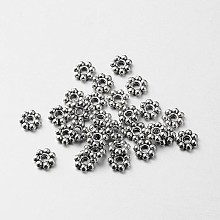 Honeyhandy Tibetan Style Alloy Daisy Spacer Beads, Antique Silver, 6x1.8mm, Hole: 1mm